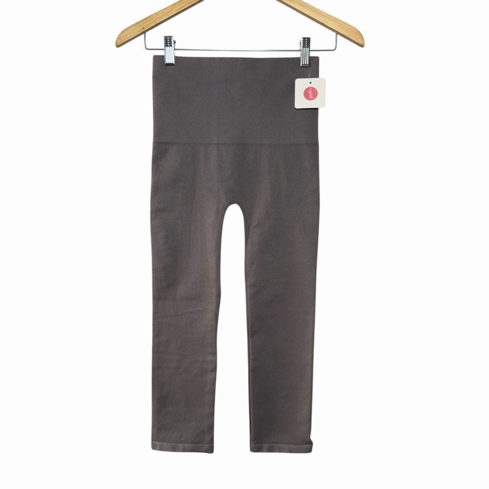 NWT M. Rena High Waist Tummy Control Leggings OS Taupe Gray Seamless Soft Knit